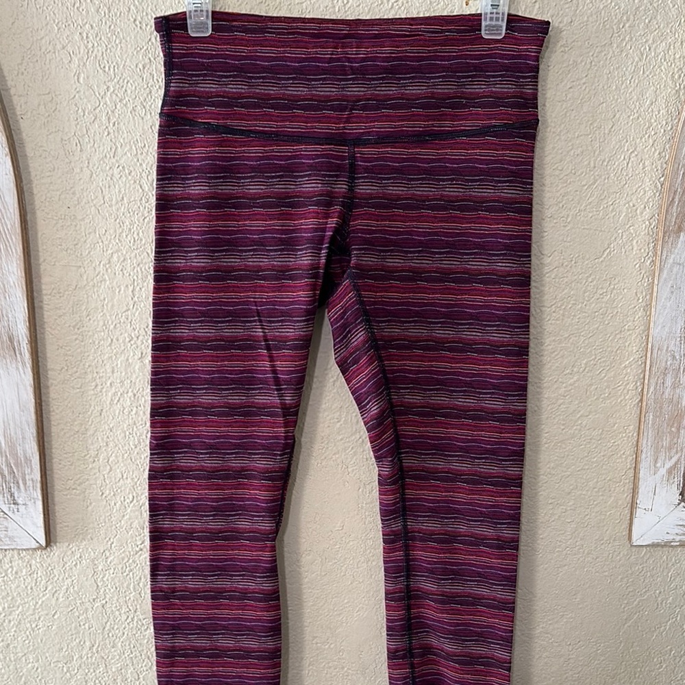 Lululemon Athletica Pink and Purple Leggings with Striped Design